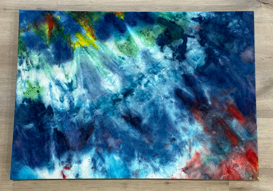 Abstract Folk Art Piece - Tie Dyed Canvas - 24" X 34"