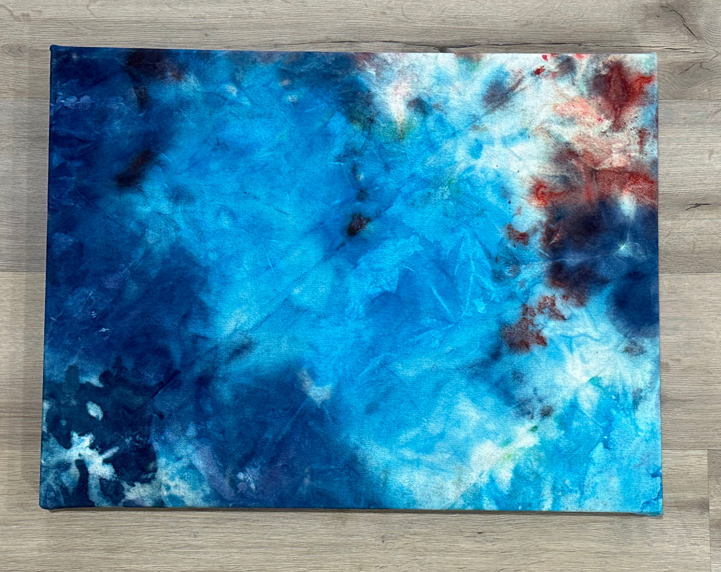 Abstract Folk Art Piece - Tie Dyed Canvas - 18" X 24"